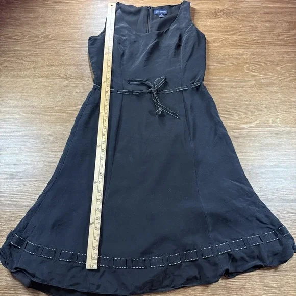Ann Taylor Dress Women's 10 Black Silk A-Line Sleeveless Fit Flare Classic Chic - Picture 6 of 7